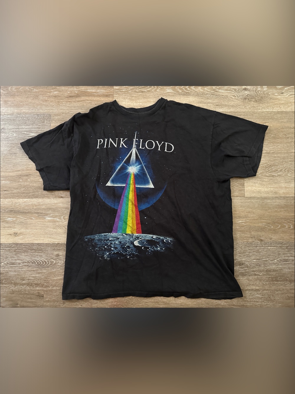 Pink Floyd Black Tee with Prism Rainbow Graphic